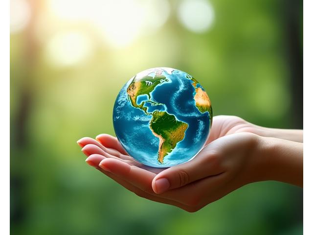 푸른 지구를 감싸는 손 이미지