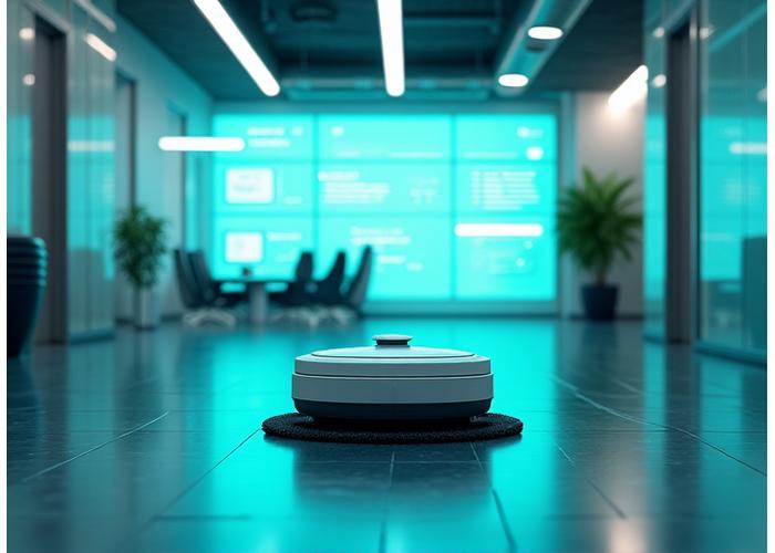 IoT 센서와 청소 로봇이 있는 스마트 빌딩